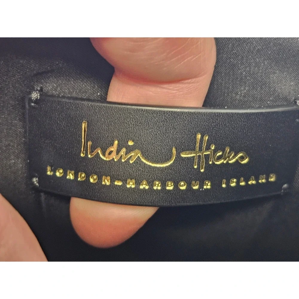 India Hicks Gold‎ Metallic Hexagon Honeycomb Double Zip Wristlet Clutch Bag EUC - Picture 8 of 9